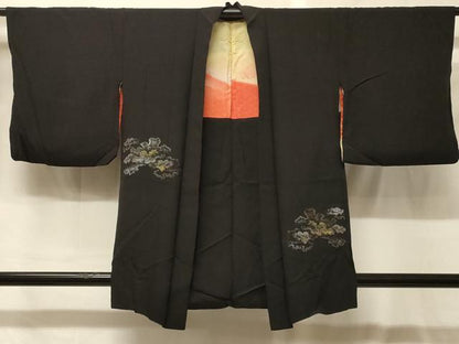 平和屋着物＃羽織　霞文　黒地　金銀彩　正絹　逸品　CABG8143in