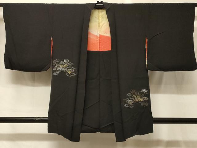 平和屋着物＃羽織　霞文　黒地　金銀彩　正絹　逸品　CABG8143in