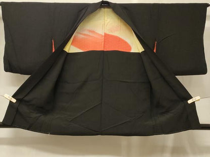 平和屋着物＃羽織　霞文　黒地　金銀彩　正絹　逸品　CABG8143in