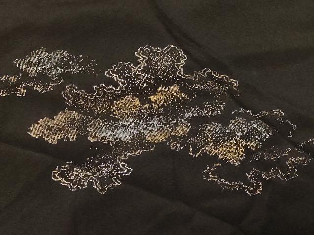 平和屋着物＃羽織　霞文　黒地　金銀彩　正絹　逸品　CABG8143in