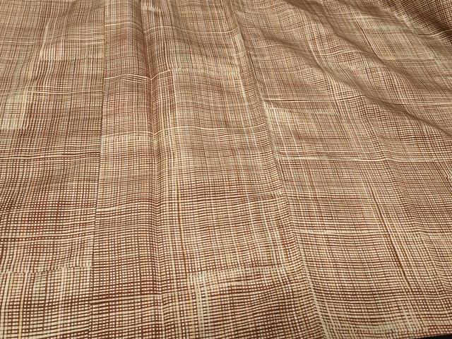 平和屋着物＃本場染大島紬　道行コート　格子柄　ロング丈　正絹　逸品　CABG8145in