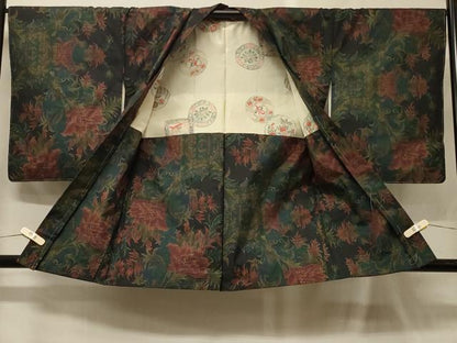 平和屋着物＃本場大島紬　羽織　7マルキ　更紗花文　正絹　逸品　未使用　CABG8147in