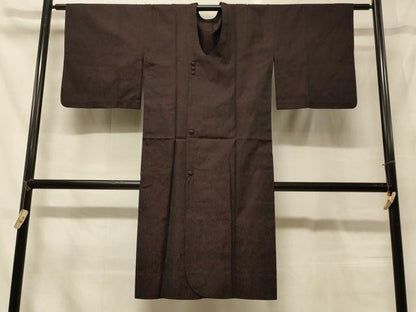 平和屋着物＃道行コート　風通お召　単衣　抽象文　黒地　ロング丈　正絹　逸品　CABG8148in