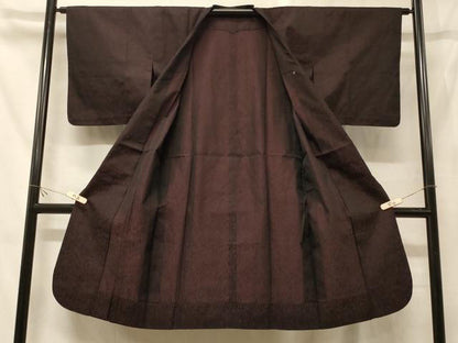 平和屋着物＃道行コート　風通お召　単衣　抽象文　黒地　ロング丈　正絹　逸品　CABG8148in