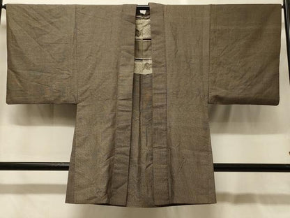 平和屋着物＃男性　紬　長羽織　絣文様　正絹　逸品　CABG8150in