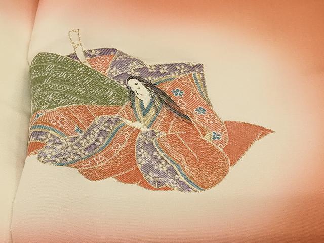 平和屋着物＃羽織　寿光織　几帳人物文　暈し染め　金糸　正絹　逸品　CABG8151in