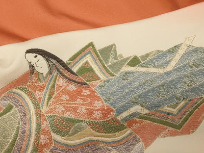 平和屋着物＃羽織　寿光織　几帳人物文　暈し染め　金糸　正絹　逸品　CABG8151in