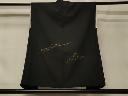 平和屋着物＃袖なし羽織　総刺繍　枝松文　黒地　正絹　逸品　CABG8153in