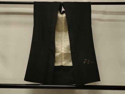 平和屋着物＃袖なし羽織　総刺繍　枝松文　黒地　正絹　逸品　CABG8153in