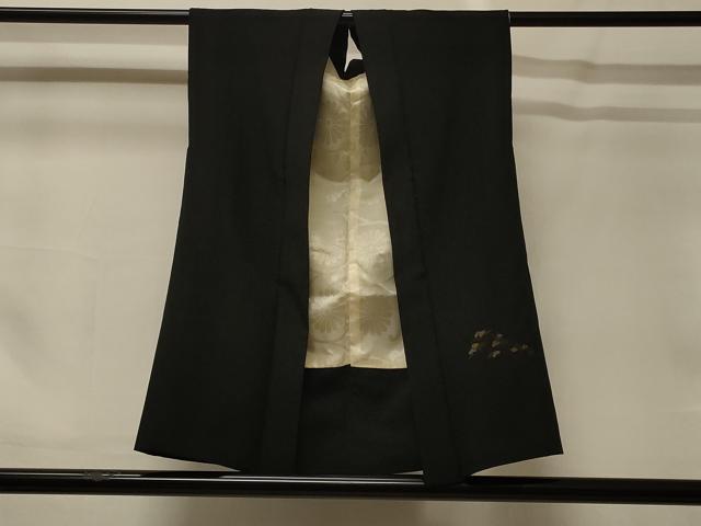 平和屋着物＃袖なし羽織　総刺繍　枝松文　黒地　正絹　逸品　CABG8153in