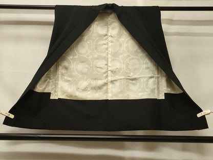 平和屋着物＃袖なし羽織　総刺繍　枝松文　黒地　正絹　逸品　CABG8153in
