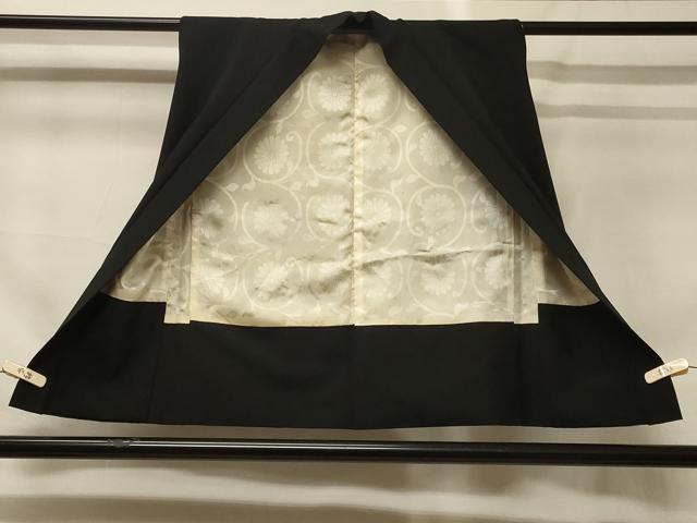 平和屋着物＃袖なし羽織　総刺繍　枝松文　黒地　正絹　逸品　CABG8153in