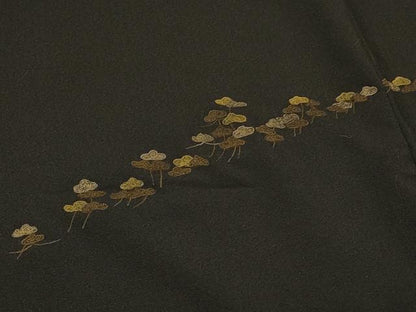 平和屋着物＃袖なし羽織　総刺繍　枝松文　黒地　正絹　逸品　CABG8153in