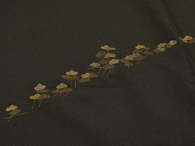 平和屋着物＃袖なし羽織　総刺繍　枝松文　黒地　正絹　逸品　CABG8153in