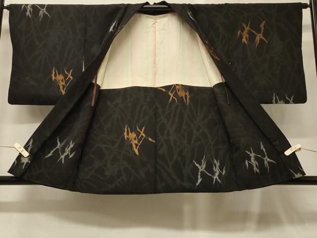 平和屋着物＃羽織　寿光織　霞文　黒地　金銀糸　正絹　逸品　CABG8169in