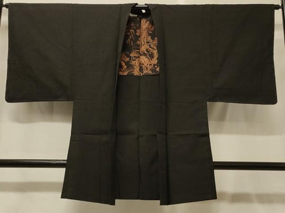 平和屋着物＃男性　長羽織　黒地　正絹　逸品　未使用　CABG8179in