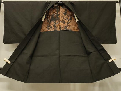 平和屋着物＃男性　長羽織　黒地　正絹　逸品　未使用　CABG8179in