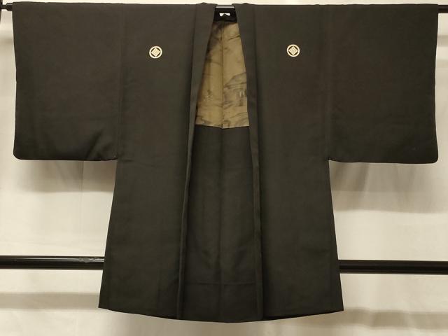 平和屋着物＃男性　羽織　黒紋付き　正絹　逸品　CABG8181in