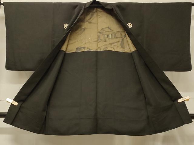 平和屋着物＃男性　羽織　黒紋付き　正絹　逸品　CABG8181in