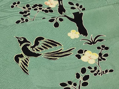 平和屋着物＃道中着　花鳥文　正絹　逸品　CABG8183in