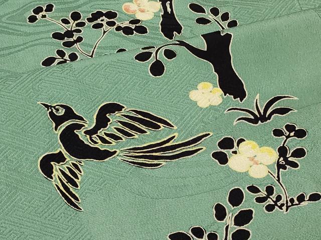 平和屋着物＃道中着　花鳥文　正絹　逸品　CABG8183in
