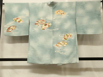 平和屋着物＃羽織　流水地紙草花文　暈し染め　金彩　正絹　逸品　CABG8186in