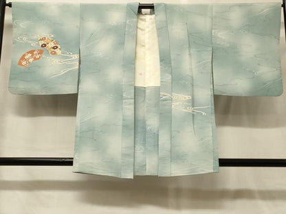 平和屋着物＃羽織　流水地紙草花文　暈し染め　金彩　正絹　逸品　CABG8186in