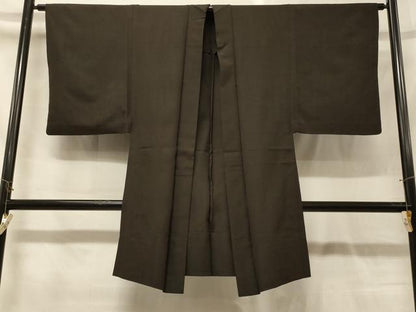 平和屋着物＃男性　長羽織　単衣　赤墨色　正絹　逸品　CABG8189in