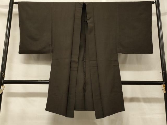 平和屋着物＃男性　長羽織　単衣　赤墨色　正絹　逸品　CABG8189in