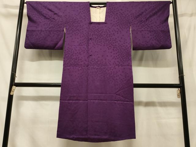 平和屋着物＃道行コート　色無地　刺繍　舞蝶地紋　桑の実色　ロング丈　正絹　逸品　CABG8191in