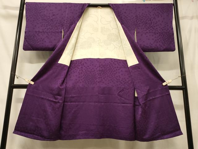 平和屋着物＃道行コート　色無地　刺繍　舞蝶地紋　桑の実色　ロング丈　正絹　逸品　CABG8191in