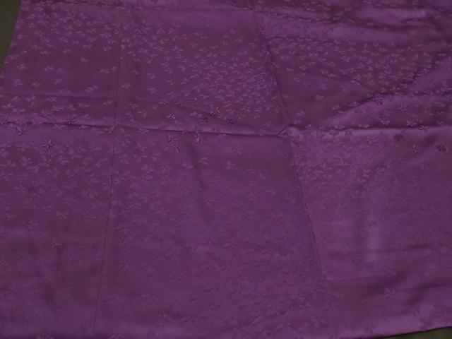 平和屋着物＃道行コート　色無地　刺繍　舞蝶地紋　桑の実色　ロング丈　正絹　逸品　CABG8191in