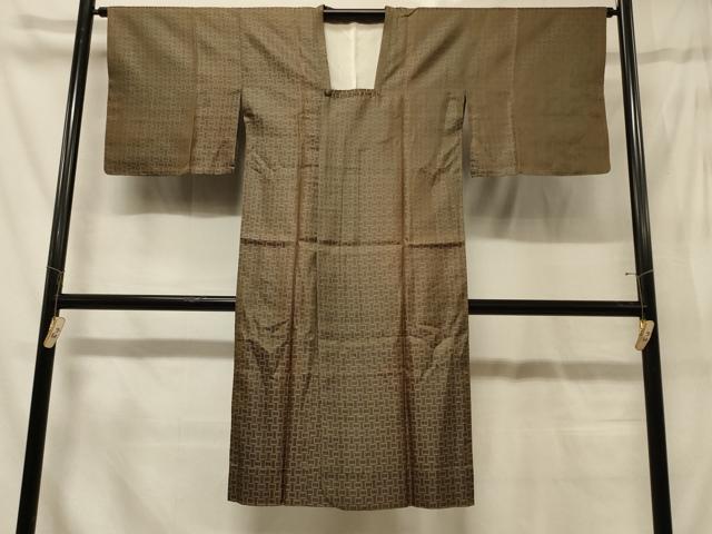 平和屋着物＃道行コート　雨コート　単衣　幾何学文様　ロング丈　正絹　逸品　CABG8192in