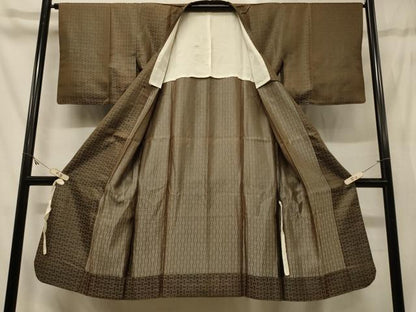 平和屋着物＃道行コート　雨コート　単衣　幾何学文様　ロング丈　正絹　逸品　CABG8192in