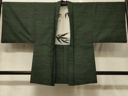 平和屋着物＃男性　羽織　ひげ紬　横段文　正絹　逸品　CABG8195in