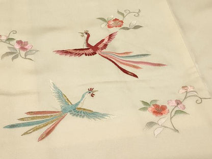 平和屋着物＃羽織　総刺繍　花鳥文　暈し染め　金銀糸　正絹　逸品　CABG8196in