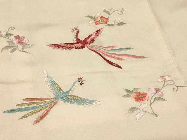 平和屋着物＃羽織　総刺繍　花鳥文　暈し染め　金銀糸　正絹　逸品　CABG8196in