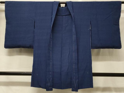 平和屋着物＃羽織　色無地　単衣　横段地紋　濃藍色　正絹　逸品　未使用　CABG8201in