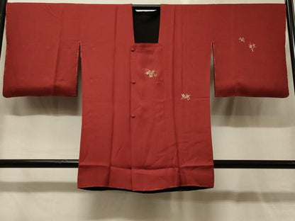 平和屋着物＃道行コート　リバーシブル　総刺繍　草花文　黒地　金糸　正絹　逸品　未使用　CABG8206in