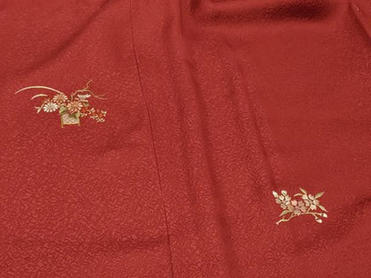 平和屋着物＃道行コート　リバーシブル　総刺繍　草花文　黒地　金糸　正絹　逸品　未使用　CABG8206in