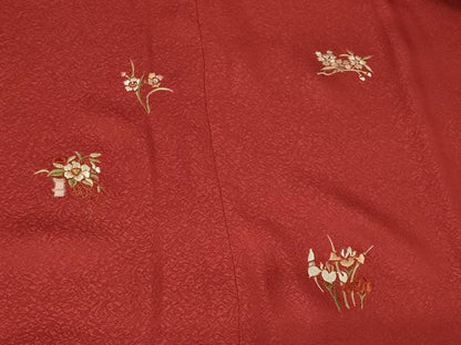 平和屋着物＃道行コート　リバーシブル　総刺繍　草花文　黒地　金糸　正絹　逸品　未使用　CABG8206in