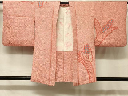 平和屋着物＃羽織　総絞り　草花文　正絹　逸品　CABG8211in