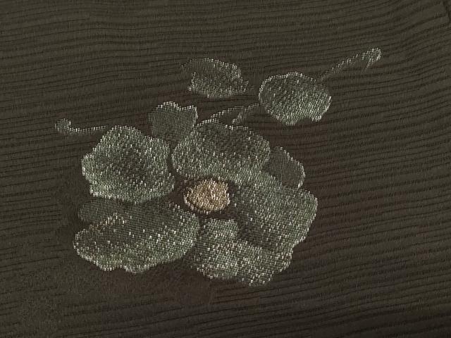 平和屋着物＃羽織　寿光織　草花文　黒地　金銀糸　正絹　逸品　CABG8214in