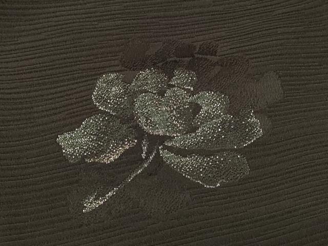 平和屋着物＃羽織　寿光織　草花文　黒地　金銀糸　正絹　逸品　CABG8214in
