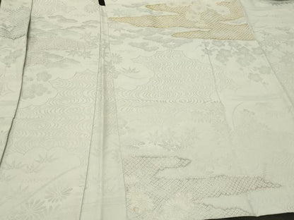 平和屋着物＃羽織　寿光織　流水草花文　金糸　正絹　逸品　未使用　CABG8216in