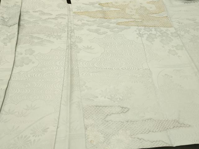 平和屋着物＃羽織　寿光織　流水草花文　金糸　正絹　逸品　未使用　CABG8216in