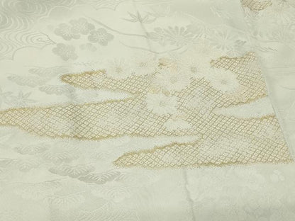 平和屋着物＃羽織　寿光織　流水草花文　金糸　正絹　逸品　未使用　CABG8216in