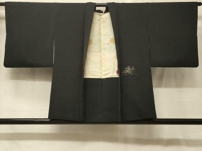 平和屋着物＃羽織　風景文　黒地　金銀糸　正絹　逸品　CABG8222in