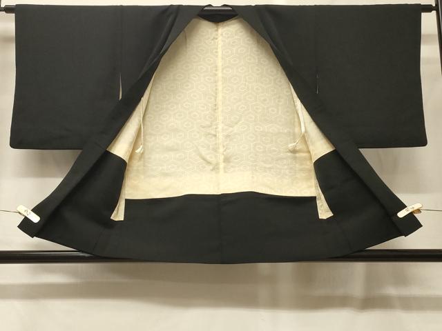 平和屋着物＃羽織　駒刺繍　流水舞花文　黒地　正絹　逸品　CABG8223in