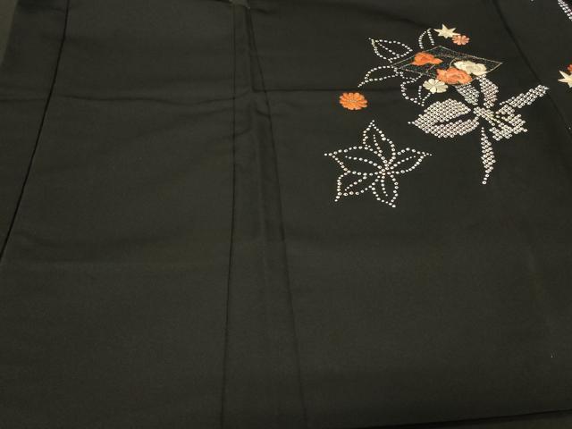 平和屋着物＃羽織　刺繍　花菱文　黒地　金糸　正絹　逸品　CABG8226in